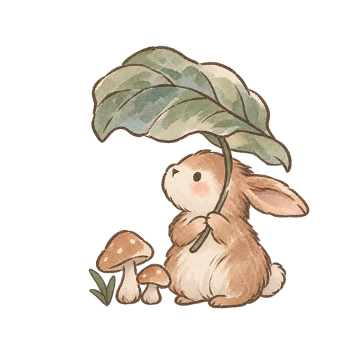 Rabbit leaf umbrella sticker